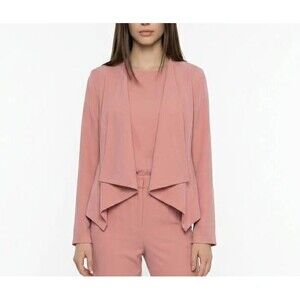 Monteau Pink Draped Collar Open Front Women’s Jacket Blazer Size M